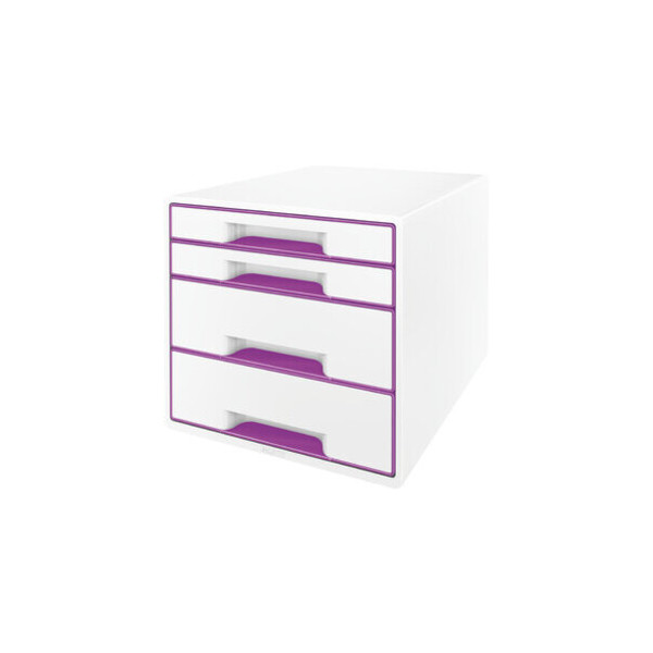 4002432115389 - Schubladenbox Wow Cube 5213-20-62 perlweiß violett metallic 4 Schubladen geschlossen 4002432115389 Leitz