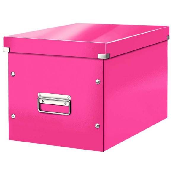 4002432117147 - - Archivbox Click & Store wow Cube l 32 x 31 x 36 cm (b x h x t) din A4 ohne Archivdruck Graukarton Polypropylenfolie laminiert pink