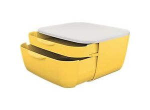 4002432124756 - Schubladenbox Leitz® Cosy lebensmittelecht für A4 und A5 2 Schübe mit Gummifüßchen B 251 x T 275 x H 143 mm gelb