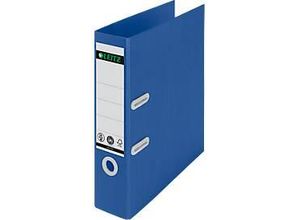 4002432132256 - LEITZ® Ordner Recycle DIN A4 Rückenbreite 80 mm 180°-Hebelmechanik Rückenschild & Griffloch zu 100 % recycelbar blau