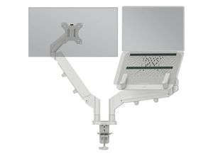 4002432134694 - LEITZ Laptop-Monitor-Halterung Ergo 65380085 lichtgrau für 1 Monitor und 1 Laptop Tischklemme