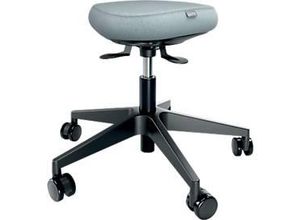 4002432136094 - Steh- Sitzhocker Ergo Active ergonomisch höhenverstellbar gepolsterter Balance-Komfortsitz Stoffbezug 5 Rollen Ø 600 x H 470-600 mm grau-schwarz
