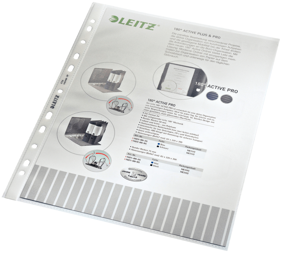 4002432310234 - LEITZ Prospekthülle 4790 DIN A4 oben offen 100 Stück genarbt transparent 010 mm