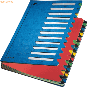 4002432341078 - Leitz - Ordnungsmappe Deskorganizer Color din A4 350g m² Karton marmoriert Farbe blau Farbe des Fächerblocks mehrfarbig 24 Fächer