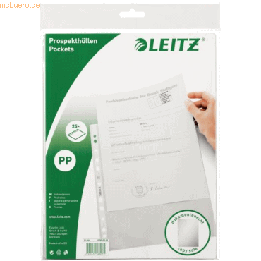 4002432368075 - LEITZ Prospekthüllen 4796 DIN A4 oben offen 25 Stück genarbt transparent