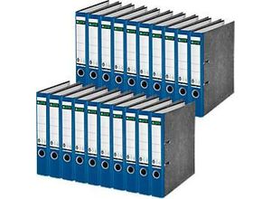 4002432489787 - LEITZ® Ordner 1050 DIN A4 Rückenbreite 52 mm Griffloch geklebtes Rückenschild klimaneutral Hartpappe 20 Stück blau