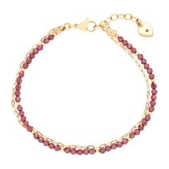 4002541232298 - Armband LEONARDO Herz Anka 023229 Armbänder Gr Edelstahl goldfarben (gelbgoldfarben rot rot) Damen Trachtenmode mit Granat Glasstein