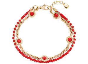 4002541235466 - Armband LEONARDO Florena 023546 Armbänder Gr Edelstahl bunt (gelbgoldfarben rot rot) Damen mit Glasstein - Glasperle