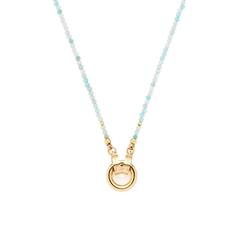 4002541237484 - Charm-Kette LEONARDO Halskette aqua Pippa Clip&M 023748 Halsketten Gr Edelstahl Länge 70 cm Breite 2 mm blau (gelbgoldfarben aquablau) Damen mit Amazonit