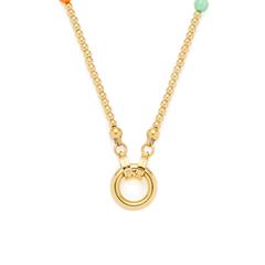 4002541237491 - Charm-Kette LEONARDO Halskette Smile Clip&Mix 023749 Halsketten Gr Edelstahl Länge 45 cm Breite 4 mm bunt (gelbgoldfarben türkis rot grün gelb orange blau) Damen mit Achat