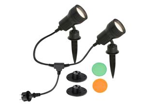 4002707216681 - - led Doppel-Außenstrahler leuchten terra 3 w 250 lm IP44 schwarz Kunststoff inkl x GU10 10 x 195 cm