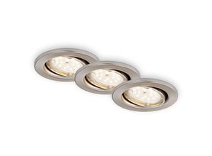 4002707331643 - Brilo - led Einbauleuchte ner leuchten fit dim 5 w 400 lm IP23 matt-nickel Metall inkl 3x GU10 Dimmbar 3er Set ø 86 cm