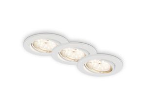 4002707331650 - - led Einbauleuchte leuchten flat dim 5 w 400 lm IP23 weiß Metall inkl 3x GU10 Dimmbar 3er Set ø 86 cm