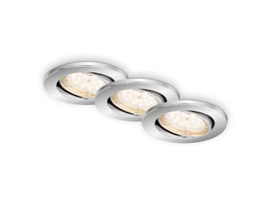 4002707331667 - Brilo - led Einbauleuchte ner leuchten fit dim 5 w 400 lm IP23 chrom Metall inkl 3x GU10 Dimmbar 3er Set ø 86 cm