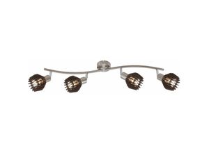 4002707348337 - - Deckenleuchte schwenkbar Wohnzimmerleuchte Holz Lamellen Deckenlampe Spotleiste Metall 4x E14 LxBxH 715x103x144 cm 2812-042