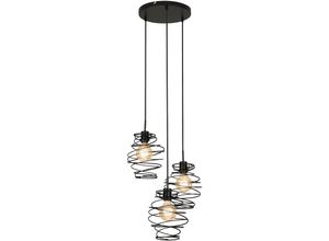 4002707369332 - - Pendelleuchte Hängelampe leuchten swirl 60 w IP20 schwarz Metall exkl 3x E27 ø 30 cm