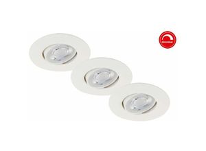 4002707378150 - 3er Set led Einbauleuchte Nava weiß ø 9 cm warmweiß dimmbar Deckenleuchte - Briloner