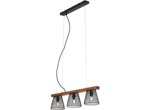 4002707384991 - - Pendelleuchte Hängelampe leuchten taunus 25 w IP20 schwarz Metall-Holz exkl 3x E14 65 x 15 x 136 cm