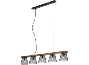 4002707385004 - - Pendelleuchte Hängelampe leuchten taunus 25 w IP20 schwarz Metall-Holz exkl 5x E14 110 x 15 x 136 cm