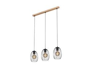 4002707403364 - Brilo - Pendelleuchte Hängelampe ner leuchten waktu 60 w IP20 schwarz Metall-Holz exkl 3x E27 70 x 175 x 1095 cm