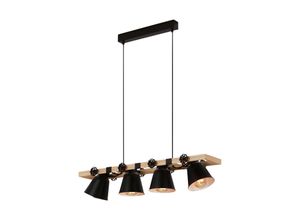 4002707406075 - Pendelleuchte Hängelampe BRILONER LEUCHTEN TALLE 40 W IP20 schwarz Metall-Holz exkl 4x E27 85 x 16 x 1052 cm