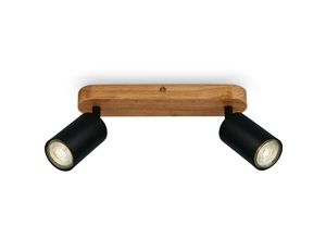 4002707422358 - Leuchten kullig led Spotleuchte 2x GU10 Fernbedienung Metall-Holz Schwarz - Briloner