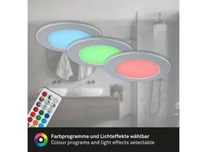 4002707422945 - Leuchten fungo color led 3er Set Einbauleuchten 3x led Fernbedienung Dimmbar 48 w 450 lm Kunststoff Chrom-Matt - Briloner