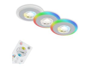 4002707424185 - Leuchten skill color led 3er Set Einbauleuchten 3x led Fernbedienung Dimmbar 5 w 460 lm Kunststoff Chrom-Matt - Briloner