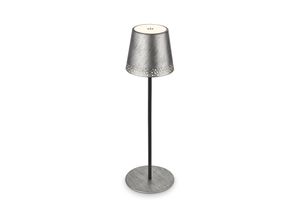 4002707433941 - KIKI USB-C dimmbare Akku-Tischleuchte Außenleuchte Gartenleuchte Metall antik-silber LED 3000 Kelvin 280 lm IP44 Spritzwasserschutz 26 W