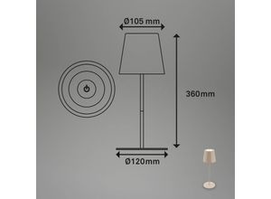 4002707455523 - Tischlampe kabellos Touch höhenverstellbar Akku tauschbar Beige Maße Ø36 x 105 cm - Briloner