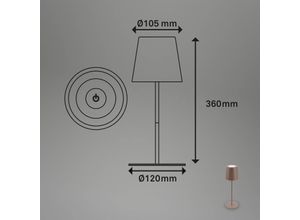 4002707455530 - Tischlampe kabellos Touch höhenverstellbar Akku tauschbar Umbrasand Maße Ø36 x 105 cm - Briloner