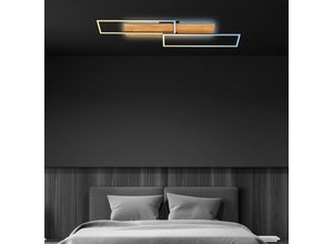 4002707462132 - Cornice led Deckenlampe Fernbedienung Dimmbar Indirektes Licht Speicherfunktion Schwarz-Holz 110 x 25 x 85 cm - Briloner