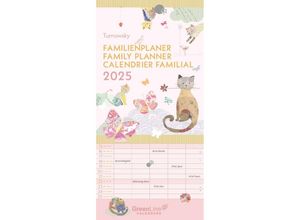 4002725981714 - GreenLine - Turnowsky 2025 Familienplaner 22x45cm Familienkalender mit effizienter Monatsaufteilung in 5 Spalten für Familienorganisation Schulfer