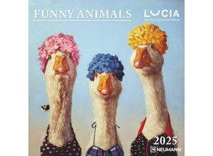 4002725994196 - N NEUMANNVERLAGE - Funny Animals 2025 Broschürenkalender 30x30cm Wandkalender mit lustigen Tier-Motiven Mondphasen viel Platz für Notizen und inte