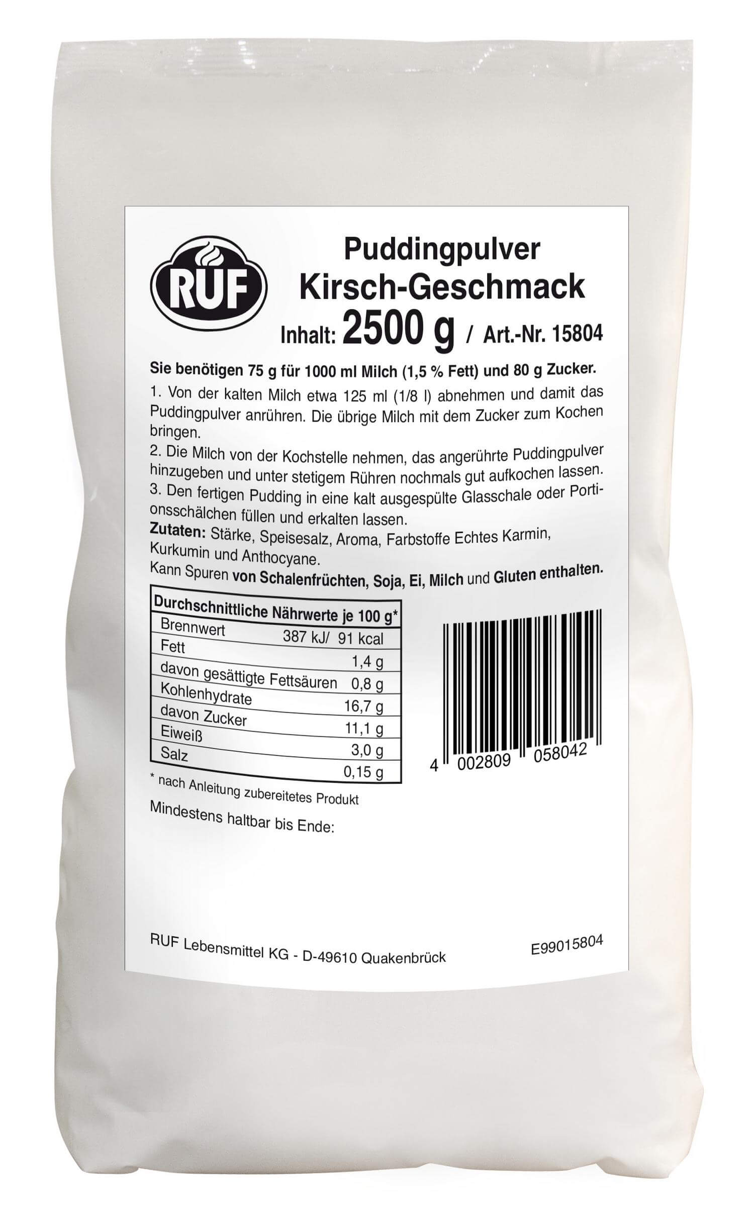 4002809058042 - Ruf Puddingpulver Kirschgeschmack Beutel 25kg