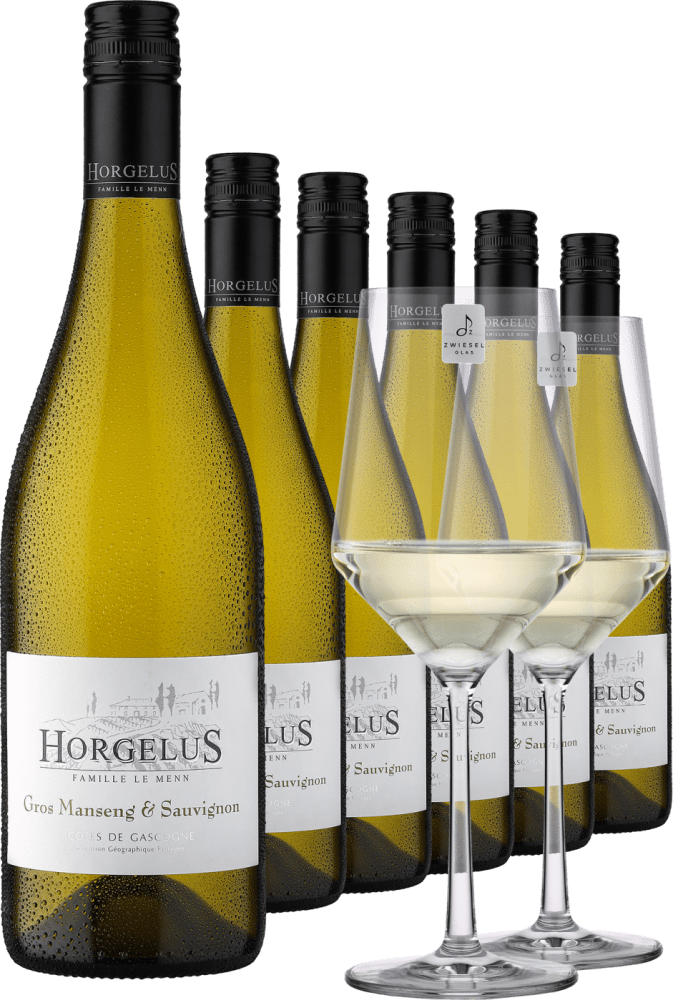 4002859981543 - 2023 Horgelus Gros Manseng & Sauvignon im 6er-Vorratspaket inkl 2er-Set Zwiesel Glas »PURE«