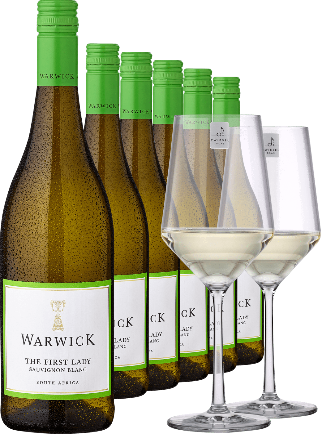 4002859982786 - 2022 Warwick Estate »The First Lady« Sauvignon Blanc im 6er-Vorratspaket inkl 2er-Set Zwiesel Glas »PURE«