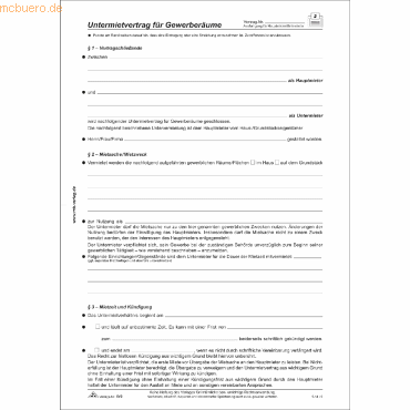 4002871051903 - 10 x Untermietvertrag für Gewerberäume 4 Seiten gefalzt auf A4