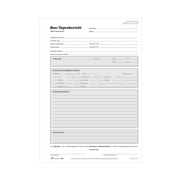 4002871130608 -  Bau-Tagesbericht - Block 3 x 50 Blatt DIN A4 mit Durchschreibepapier Bau-Tagesbericht-Block Bau-Tagesbericht-Block 4002871130