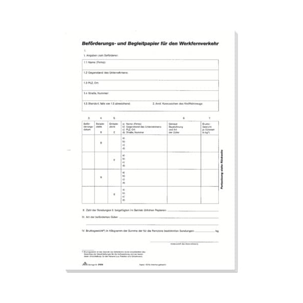 4002871212403 - Werkfernverkehrblock Beförderungs- und Begleitpapier A4 100 Blatt