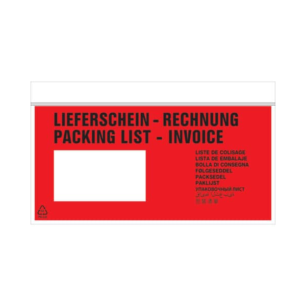 4002871220415 - Lieferscheintaschen 2204L Din Lang LIEFERSCHEIN - RECHNUNG selbstklebend  4002871220415 250 Stück