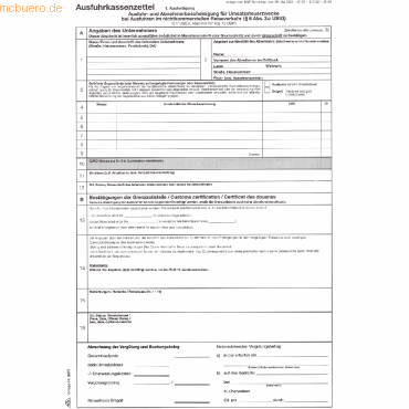 4002871227704 - 50 x Ausfuhrkassenzettel für den privaten Reiseverkehr A4 3-fach s