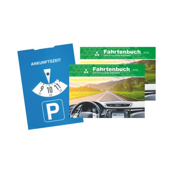 4002871311922 - 3119 2 2 Fahrtenbnücher + 1 Parkscheibe Fahrtenbuch 32 Seiten PKW A6quer  4002871311922 2 Stück