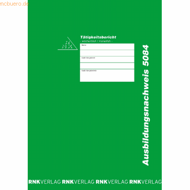 4002871508407 - Formularbuch Ausbildungsnachweis wöchentliche monatliche Eintragungen 5084 DIN A4 28 Seiten