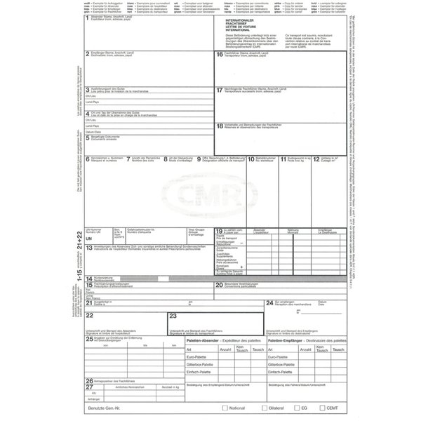 4002871992909 -  Internationaler Frachtbrief (CMR) A4 für Laserdrucker 4 Einzelblatt lose 4002871992909 RNK-Verlag 50 Stück