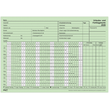 4002871996228 - Urlaubskarte 2026 A5 grün