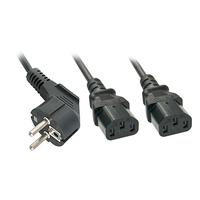 4002888300483 - Strom Y-Kabel [1x Schutzkontakt-Stecker - 2x Kaltgeräte-Buchse C13] 200 m Schwarz - Lindy