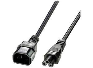 4002888303422 - Strom Anschlusskabel [1x Kaltgeräte-Stecker C14 - 1x Kleeblatt-Buchse C5] 300 m Schwarz - Lindy