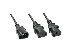 4002888303637 - Strom Y-Kabel [1x Kaltgeräte-Stecker C14 - 2x Kaltgeräte-Buchse C13] 100 m Schwarz - Lindy