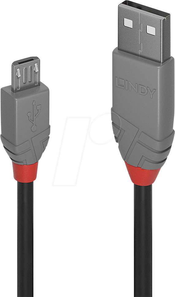 4002888367332 - LINDY USB-Kabel USB 20 USB-A Stecker USB-Micro-B Stecker 200 m Schwarz Grau 36733